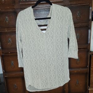 Market & Spruce Cream 3/4 Sleeve Ribbed Tunic